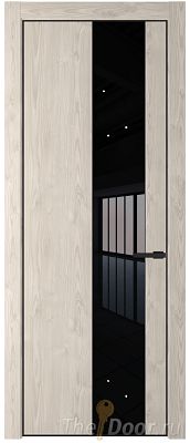 Дверь Profil Doors 19NE цвет Каштан Светлый кромка Черный матовый RAL9005 стекло Lacobel Черный лак
