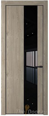 Дверь Profil Doors 19NE цвет Каштан Темный кромка Черный матовый RAL9005 стекло Lacobel Черный лак