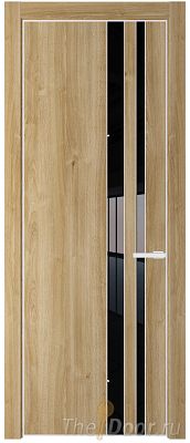 Дверь Profil Doors 20NE цвет Дуб Карамель кромка Белый матовый RAL9003 стекло Lacobel Черный лак