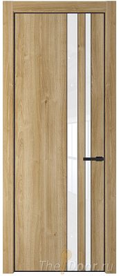 Дверь Profil Doors 20NE цвет Дуб Карамель кромка Черный матовый RAL9005 стекло Lacobel лак Классик