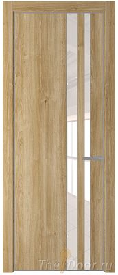 Дверь Profil Doors 20NE цвет Дуб Карамель кромка Серебро стекло Lacobel Перламутровый лак