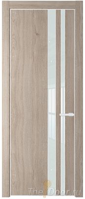 Дверь Profil Doors 20NE цвет Дуб Сонома кромка Белый матовый RAL9003 стекло Lacobel Белый лак