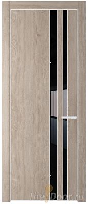 Дверь Profil Doors 20NE цвет Дуб Сонома кромка Белый матовый RAL9003 стекло Lacobel Черный лак