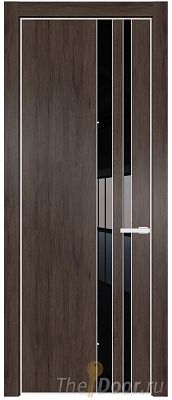 Дверь Profil Doors 20NE цвет Дуб Тобакко кромка Белый матовый RAL9003 стекло Lacobel Черный лак