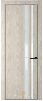 Дверь Profil Doors 20NE цвет Каштан Светлый кромка Черный матовый RAL9005 стекло Lacobel Белый лак