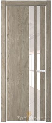 Дверь Profil Doors 20NE цвет Каштан Темный кромка Белый матовый RAL9003 стекло Lacobel Перламутровый лак