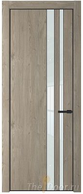 Дверь Profil Doors 20NE цвет Каштан Темный кромка Черный матовый RAL9005 стекло Lacobel Белый лак