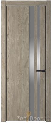 Дверь Profil Doors 20NE цвет Каштан Темный кромка Черный матовый RAL9005 стекло Lacobel Серебро Матлак