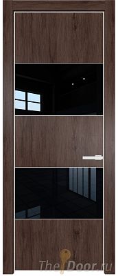 Дверь Profil Doors 22NE цвет Дуб Тобакко кромка Белый матовый RAL9003 стекло Lacobel Черный лак