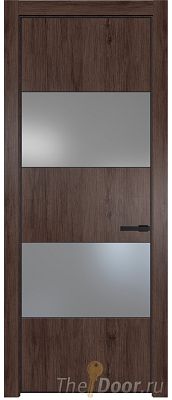 Дверь Profil Doors 22NE цвет Дуб Тобакко кромка Черный матовый RAL9005 стекло Lacobel Серебро Матлак