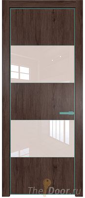 Дверь Profil Doors 22NE цвет Дуб Тобакко кромка Мята стекло Lacobel Перламутровый лак