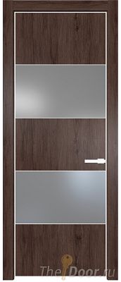 Дверь Profil Doors 22NE цвет Дуб Тобакко кромка Вайт стекло Lacobel Серебро Матлак