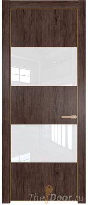 Дверь Profil Doors 22NE цвет Дуб Тобакко кромка Золото стекло Lacobel лак Классик