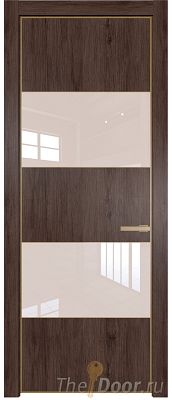 Дверь Profil Doors 22NE цвет Дуб Тобакко кромка Золото стекло Lacobel Перламутровый лак
