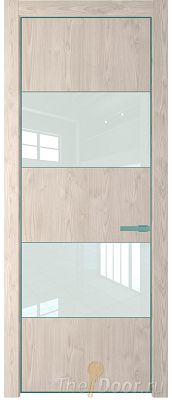 Дверь Profil Doors 22NE цвет Каштан Светлый кромка Мята стекло Lacobel Белый лак