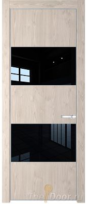 Дверь Profil Doors 22NE цвет Каштан Светлый кромка Серебро стекло Lacobel Черный лак