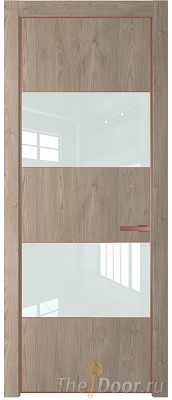 Дверь Profil Doors 22NE цвет Каштан Темный кромка Бронза стекло Lacobel Белый лак