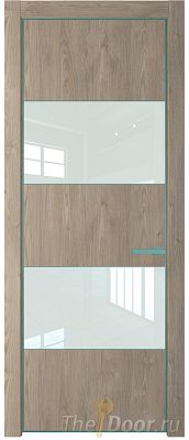 Дверь Profil Doors 22NE цвет Каштан Темный кромка Мята стекло Lacobel Белый лак
