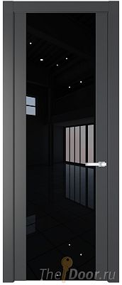 Дверь Profil Doors 1.7P цвет Графит стекло Lacobel Черный Лак