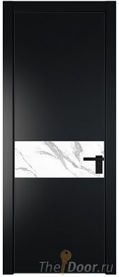 Дверь Profil Doors 17PA цвет Блэк стекло Нефи белый узор серебро цвет профиля Черный матовый RAL9005