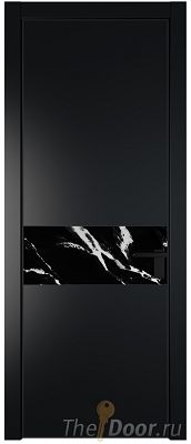 Дверь Profil Doors 17PA цвет Блэк стекло Нефи черный узор серебро цвет профиля Черный матовый RAL9005