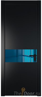 Дверь Profil Doors 17PA цвет Блэк стекло Зеркало Blue цвет профиля Черный матовый RAL9005