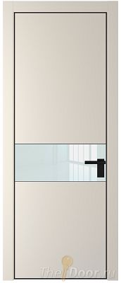 Дверь Profil Doors 17PA цвет Кремовая Магнолия (RAL 120-04) стекло Lacobel Белый лак цвет профиля Черный матовый RAL9005