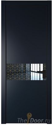 Дверь Profil Doors 17PA цвет Нэви Блу (RAL 7016) стекло Лоран узор золото цвет профиля Черный матовый RAL9005