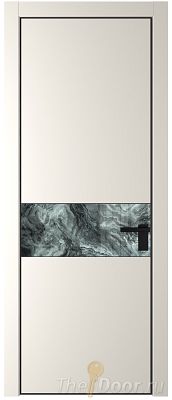 Дверь Profil Doors 17PA цвет Перламутр белый стекло Атриум серебро цвет профиля Черный матовый RAL9005