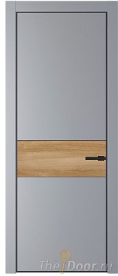 Дверь Profil Doors 17PA цвет Смоки (RAL 870-02) цвет профиля Черный матовый RAL9005 вставка Дуб Карамель