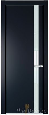 Дверь Profil Doors 18PA цвет Нэви Блу (RAL 7016) стекло Lacobel Белый лак цвет профиля Серебро