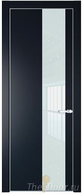 Дверь Profil Doors 19PA цвет Нэви Блу (RAL 7016) стекло Lacobel Белый лак цвет профиля Серебро