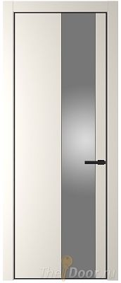 Дверь Profil Doors 19PA цвет Перламутр белый стекло Lacobel Серебро Матлак цвет профиля Черный матовый RAL9005