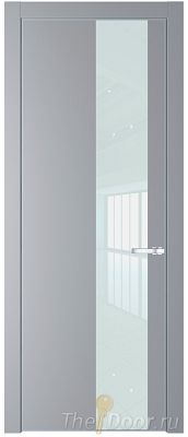 Дверь Profil Doors 19PA цвет Смоки (RAL 870-02) стекло Lacobel Белый лак цвет профиля Серебро