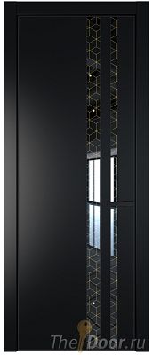 Дверь Profil Doors 20PA цвет Блэк стекло Лоран узор золото цвет профиля Черный матовый RAL9005