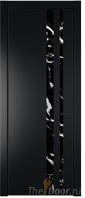 Дверь Profil Doors 20PA цвет Блэк стекло Нефи черный узор серебро цвет профиля Черный матовый RAL9005