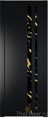 Дверь Profil Doors 20PA цвет Блэк стекло Нефи черный узор золото цвет профиля Черный матовый RAL9005