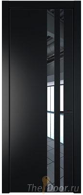 Дверь Profil Doors 20PA цвет Блэк стекло Зеркало цвет профиля Черный матовый RAL9005