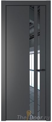 Дверь Profil Doors 20PA цвет Графит (Pantone 425С) стекло Зеркало цвет профиля Черный матовый RAL9005
