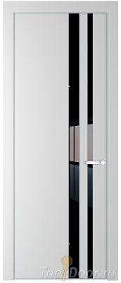Дверь Profil Doors 20PA цвет Крем Вайт (RAL 120-02) стекло Lacobel Черный лак цвет профиля Серебро