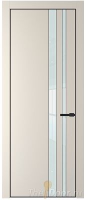 Дверь Profil Doors 20PA цвет Кремовая Магнолия (RAL 120-04) стекло Lacobel Белый лак цвет профиля Черный матовый RAL9005