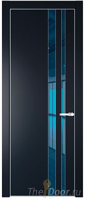 Дверь Profil Doors 20PA цвет Нэви Блу (RAL 7016) стекло Зеркало Blue цвет профиля Серебро