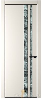 Дверь Profil Doors 20PA цвет Перламутр белый стекло Атриум серебро цвет профиля Черный матовый RAL9005
