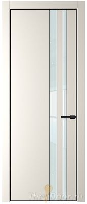 Дверь Profil Doors 20PA цвет Перламутр белый стекло Lacobel Белый лак цвет профиля Черный матовый RAL9005