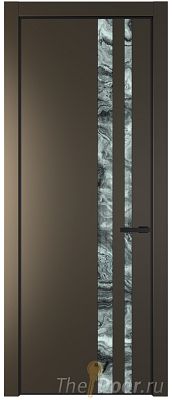 Дверь Profil Doors 20PA цвет Перламутр бронза стекло Атриум серебро цвет профиля Черный матовый RAL9005