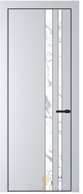 Дверь Profil Doors 20PA цвет Вайт (RAL 110 96 02) стекло Нефи белый узор серебро цвет профиля Черный матовый RAL9005