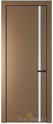 Дверь Profil Doors 21PA цвет Перламутр золото стекло Lacobel Белый лак цвет профиля Черный матовый RAL9005