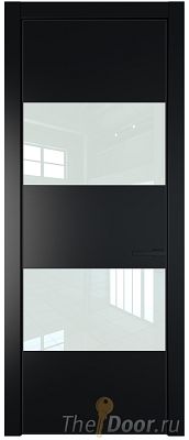 Дверь Profil Doors 22PA цвет Блэк стекло Lacobel Белый лак цвет профиля Черный матовый RAL9005