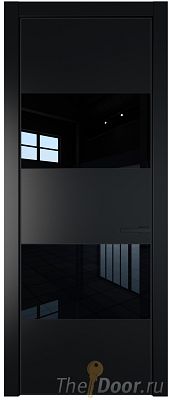Дверь Profil Doors 22PA цвет Блэк стекло Lacobel Черный лак цвет профиля Черный матовый RAL9005