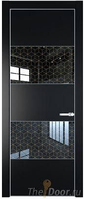 Дверь Profil Doors 22PA цвет Блэк стекло Лоран узор золото цвет профиля Серебро